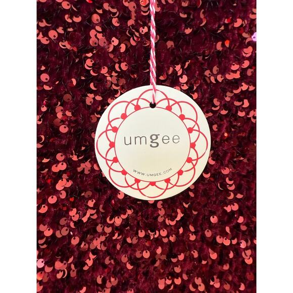 NWT Umgee Sequin Velvet Short Sleeve Top Maroon Burgundy Wine Medium - Picture 4 of 7